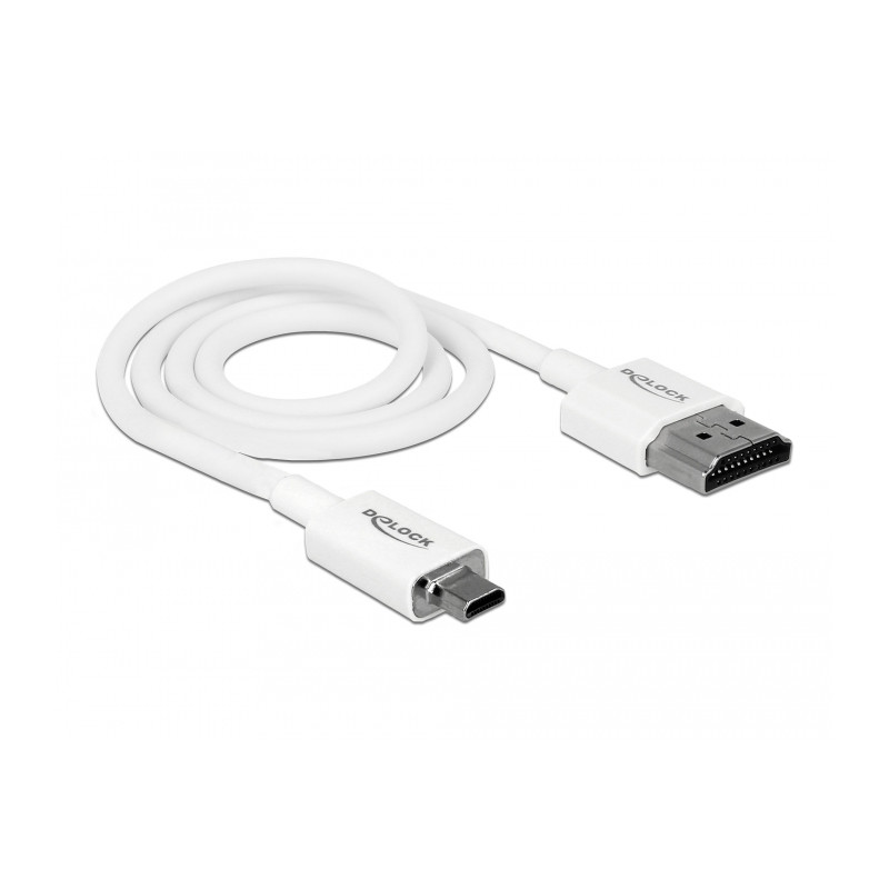 Delock Kabel High Speed HDMI mit Ethernet - HDMI-A Stecker - HDMI Micro-D Stecker 3D 4K 0,5 m Slim High Quality