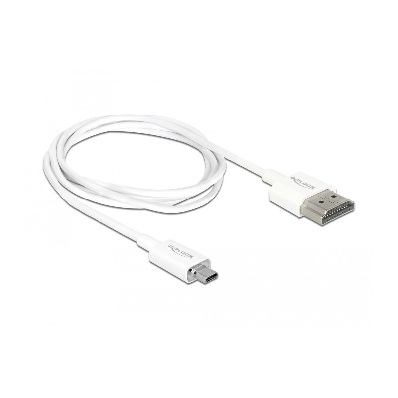Delock Kabel High Speed HDMI mit Ethernet - HDMI-A Stecker - HDMI Micro-D Stecker 3D 4K 1 m Slim High Quality