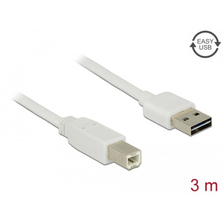 Delock Kabel EASY-USB 2.0 Typ-A Stecker - USB 2.0 Typ-B Stecker 3 m weiß