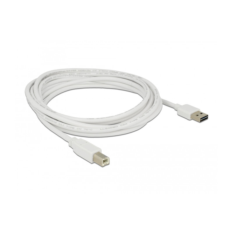 Delock Kabel EASY-USB 2.0 Typ-A Stecker - USB 2.0 Typ-B Stecker 3 m weiß
