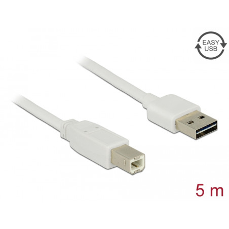 Delock Kabel EASY-USB 2.0 Typ-A Stecker - USB 2.0 Typ-B Stecker 5 m weiß
