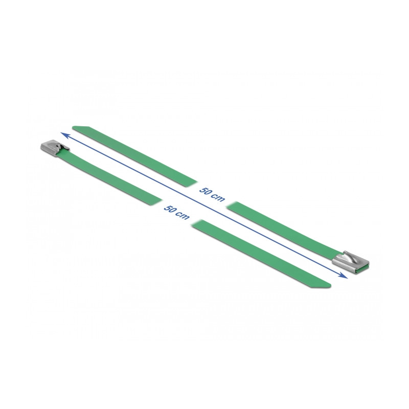 Delock Edelstahlkabelbinder L 500 x B 7,9 mm grün 10 Stück