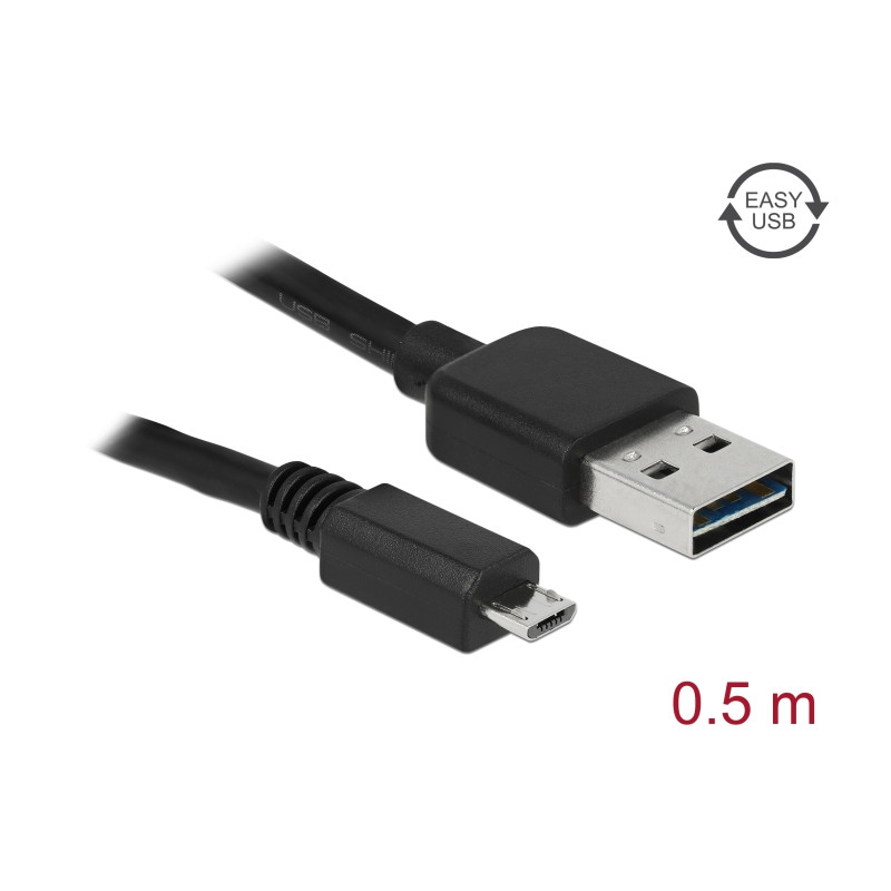 Delock Kabel EASY-USB 2.0 Typ-A Stecker - USB 2.0 Typ Micro-B Stecker 50 cm schwarz