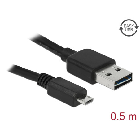 Delock Kabel EASY-USB 2.0 Typ-A Stecker - USB 2.0 Typ Micro-B Stecker 50 cm schwarz