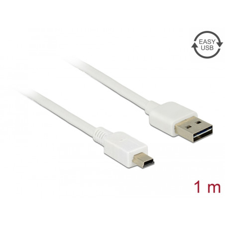 Delock Kabel EASY-USB 2.0 Typ-A Stecker - USB 2.0 Typ Mini-B Stecker 1 m weiß