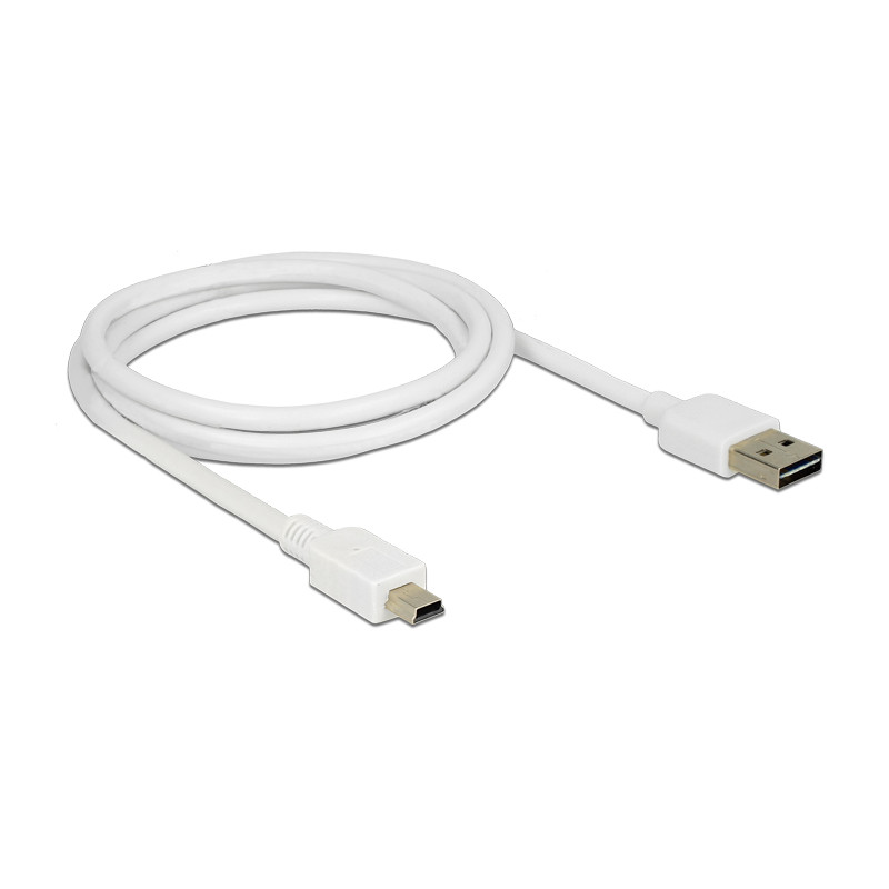 Delock Kabel EASY-USB 2.0 Typ-A Stecker - USB 2.0 Typ Mini-B Stecker 1 m weiß