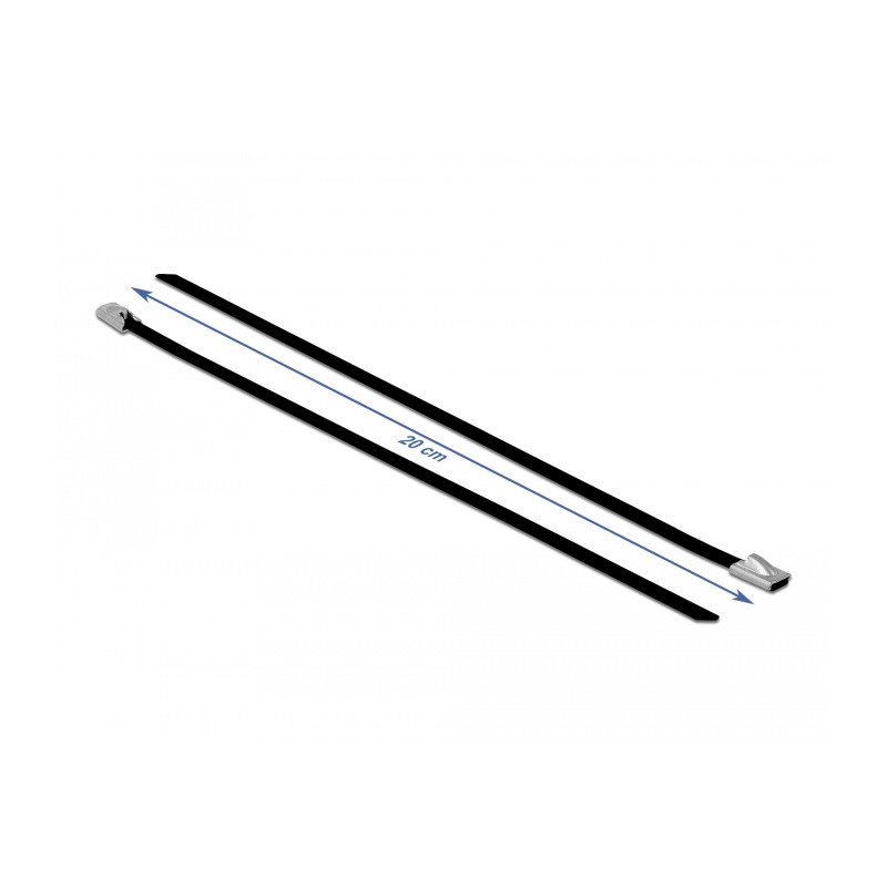 Delock Edelstahlkabelbinder L 200 x B 4,6 mm schwarz 10 Stück