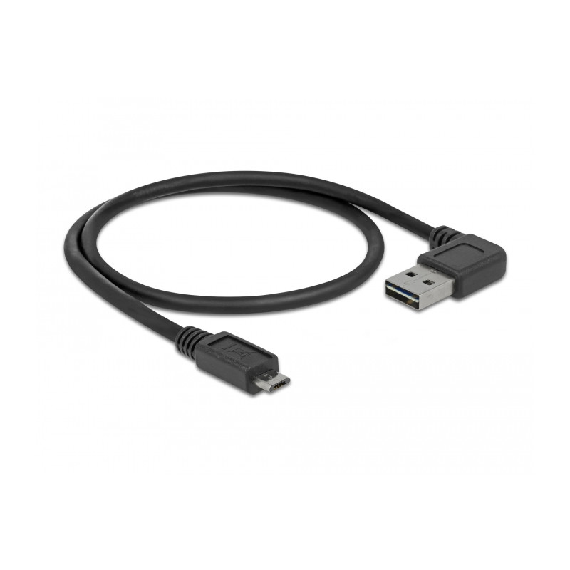 Delock Kabel EASY-USB 2.0 Typ-A Stecker gewinkelt links / rechts - USB 2.0 Typ Micro-B Stecker 0,5 m