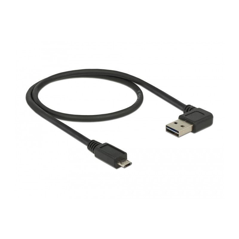 Delock Kabel EASY-USB 2.0 Typ-A Stecker gewinkelt links / rechts - EASY-USB 2.0 Typ Micro-B Stecker schwarz 0,5 m