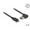 Delock Kabel EASY-USB 2.0 Typ-A Stecker gewinkelt links / rechts - EASY-USB 2.0 Typ Micro-B Stecker schwarz 1 m