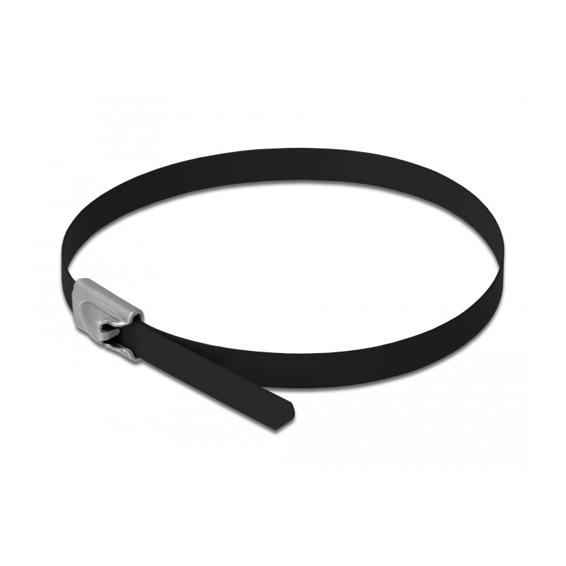 Delock Edelstahlkabelbinder L 200 x B 4,6 mm schwarz 10 Stück