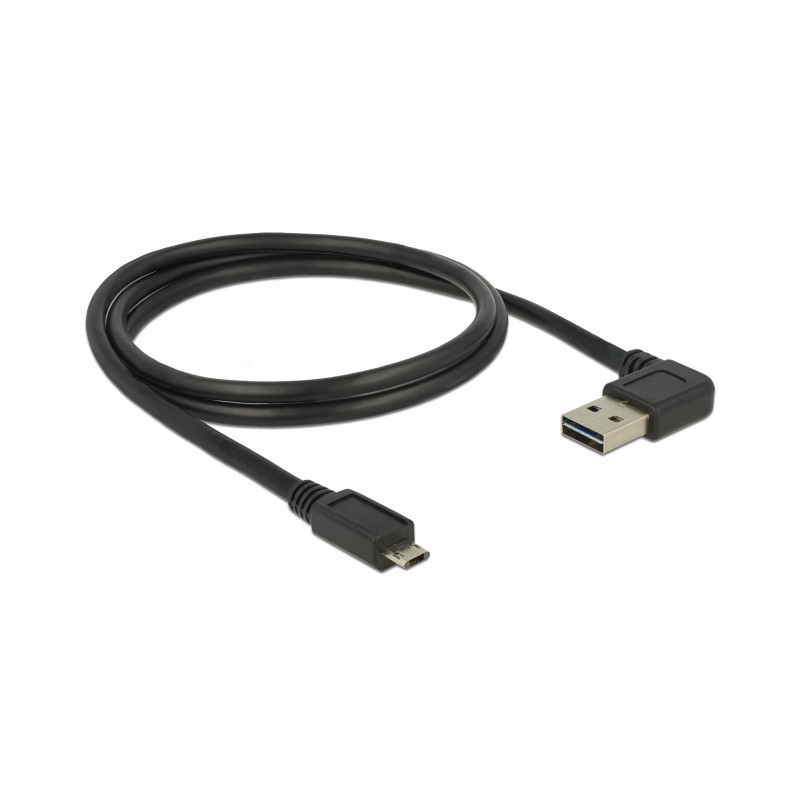 Delock Kabel EASY-USB 2.0 Typ-A Stecker gewinkelt links / rechts - EASY-USB 2.0 Typ Micro-B Stecker schwarz 1 m