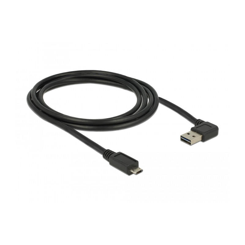Delock Kabel EASY-USB 2.0 Typ-A Stecker gewinkelt links / rechts - EASY-USB 2.0 Typ Micro-B Stecker schwarz 2 m