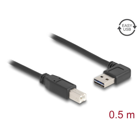Delock Kabel EASY-USB 2.0 Typ-A Stecker gewinkelt links / rechts - USB 2.0 Typ-B Stecker 0,5 m