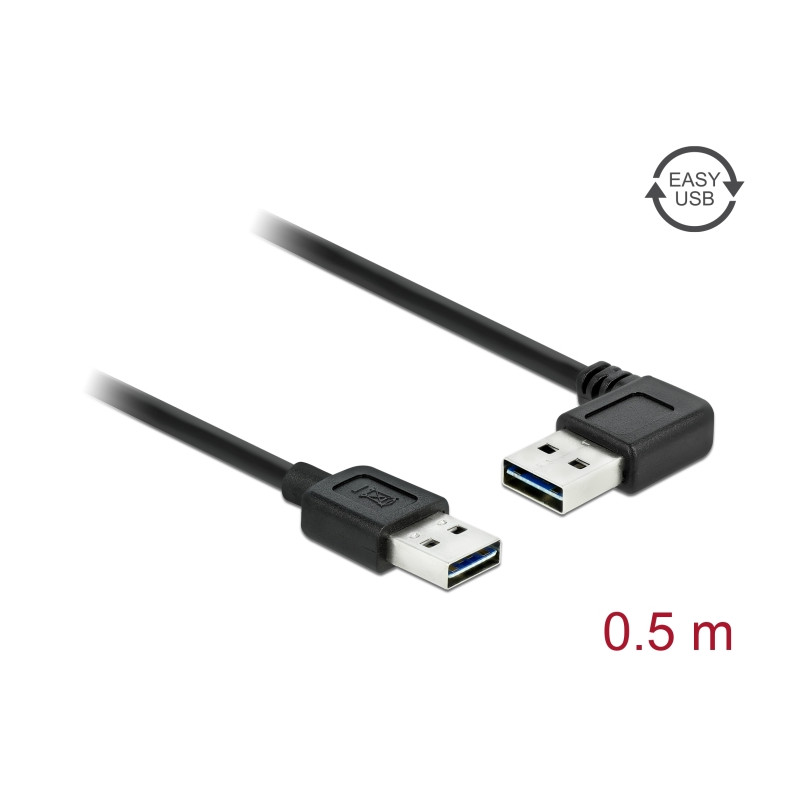 Delock Kabel EASY-USB 2.0 Typ-A Stecker - EASY-USB 2.0 Typ-A Stecker gewinkelt links / rechts 0,5 m