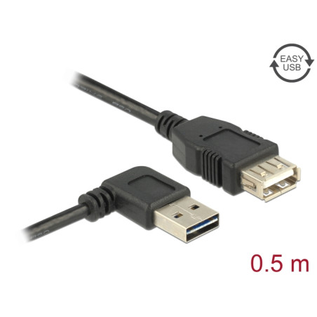 Delock Verlängerungskabel EASY-USB 2.0 Typ-A Stecker gewinkelt links / rechts - USB 2.0 Typ-A Buchse 0,5 m