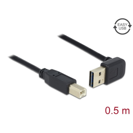 Delock Kabel EASY-USB 2.0 Typ-A Stecker gewinkelt oben / unten - USB 2.0 Typ-B Stecker 0,5 m