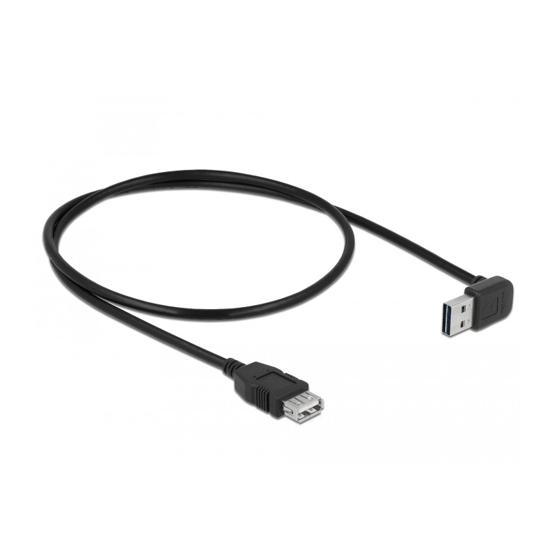 Delock Verlängerungskabel EASY-USB 2.0 Typ-A Stecker gewinkelt oben / unten - USB 2.0 Typ-A Buchse schwarz 0,5 m