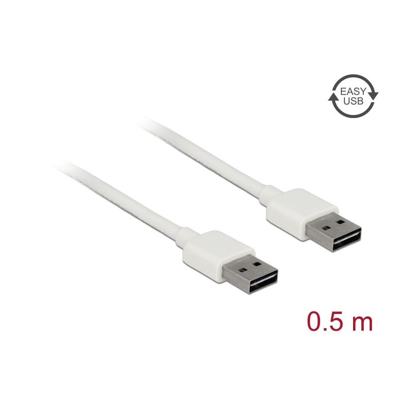 Delock Kabel EASY-USB 2.0 Typ-A Stecker - EASY-USB 2.0 Typ-A Stecker 0,5 m weiß