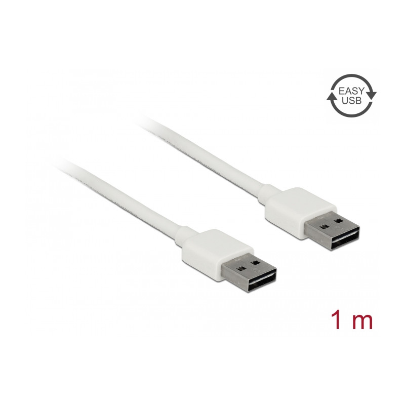 Delock Kabel EASY-USB 2.0 Typ-A Stecker - EASY-USB 2.0 Typ-A Stecker 1 m weiß