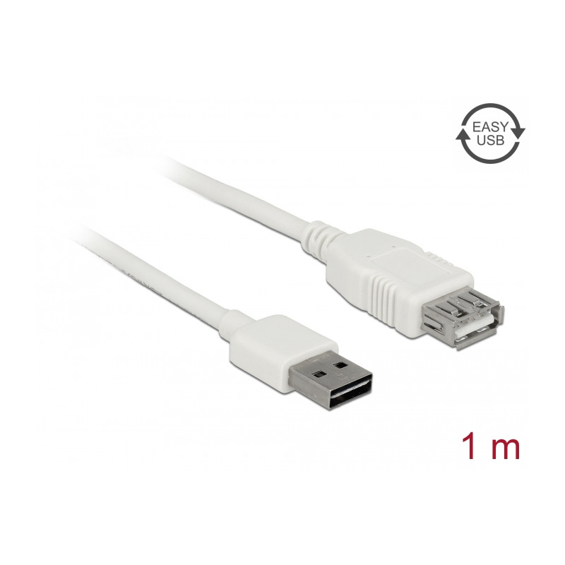 Delock Verlängerungskabel EASY-USB 2.0 Typ-A Stecker - USB 2.0 Typ-A Buchse weiß 1 m