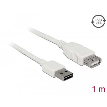 Delock Verlängerungskabel EASY-USB 2.0 Typ-A Stecker - USB 2.0 Typ-A Buchse weiß 1 m