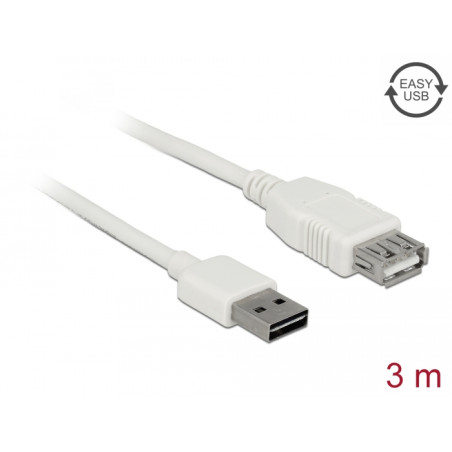 Delock Verlängerungskabel EASY-USB 2.0 Typ-A Stecker - USB 2.0 Typ-A Buchse weiß 3 m