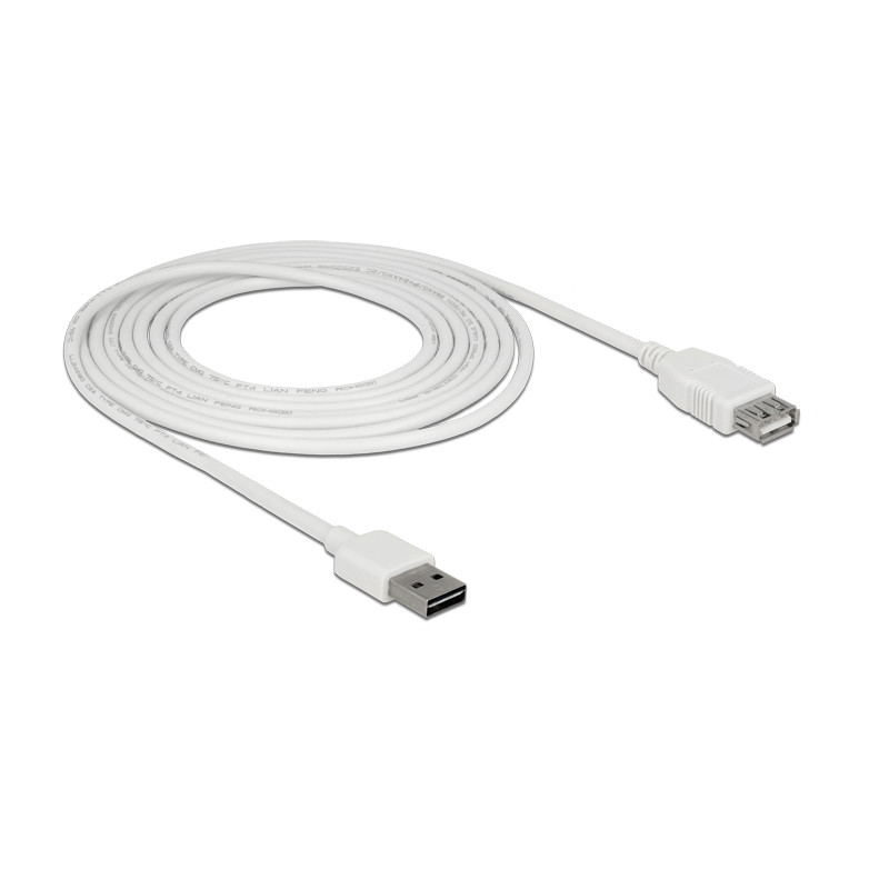 Delock Verlängerungskabel EASY-USB 2.0 Typ-A Stecker - USB 2.0 Typ-A Buchse weiß 3 m