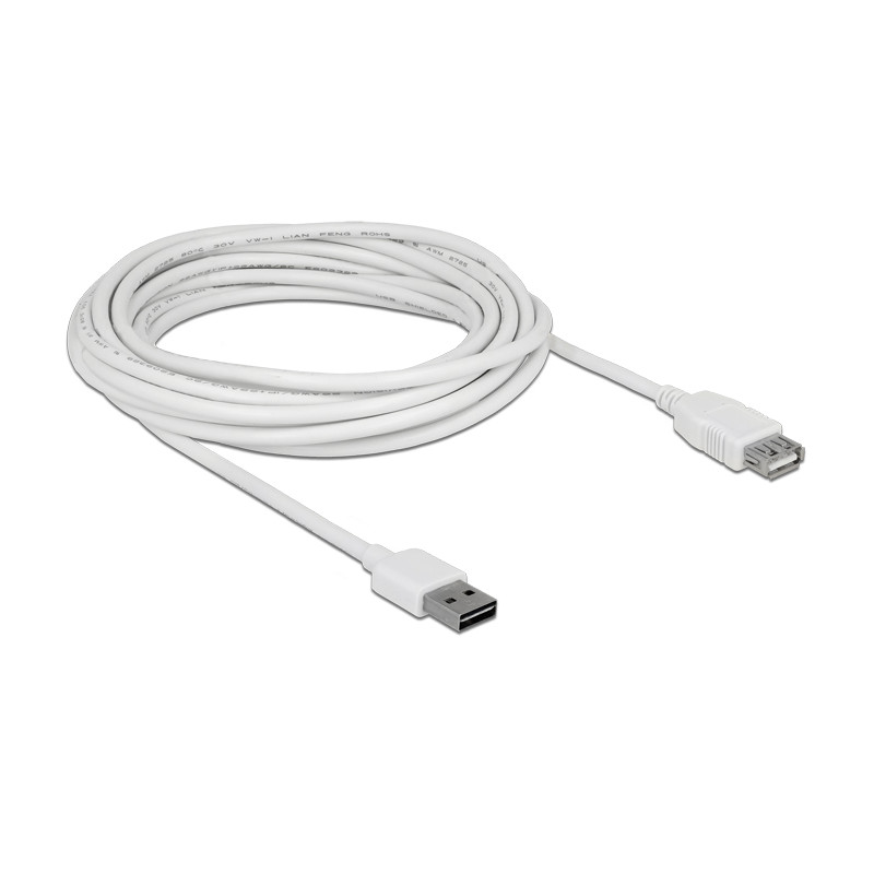 Delock Verlängerungskabel EASY-USB 2.0 Typ-A Stecker - USB 2.0 Typ-A Buchse weiß 5 m