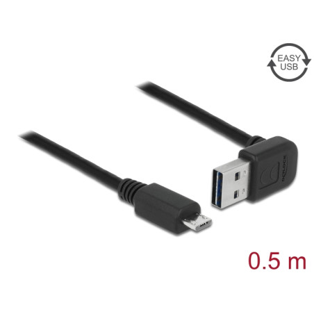 Delock Kabel EASY-USB 2.0 Typ-A Stecker gewinkelt oben / unten - USB 2.0 Typ Micro-B Stecker 0,5 m