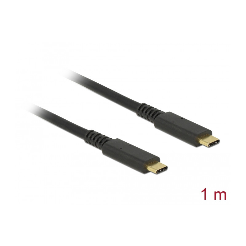 Delock USB 10 Gbps Kabel USB Type-C™ Stecker zu Stecker PD 3.0 60 W E-Marker 1 m koaxial