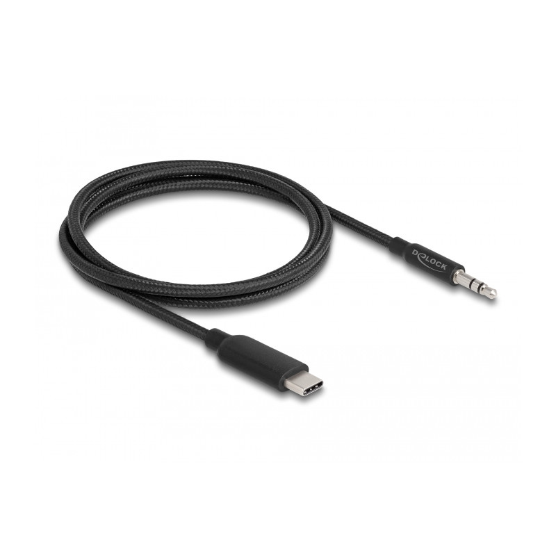Delock Audio Stereo Kabel USB Type-C™ Stecker zu Klinkenstecker 3,5 mm 3 Pin 1 m schwarz