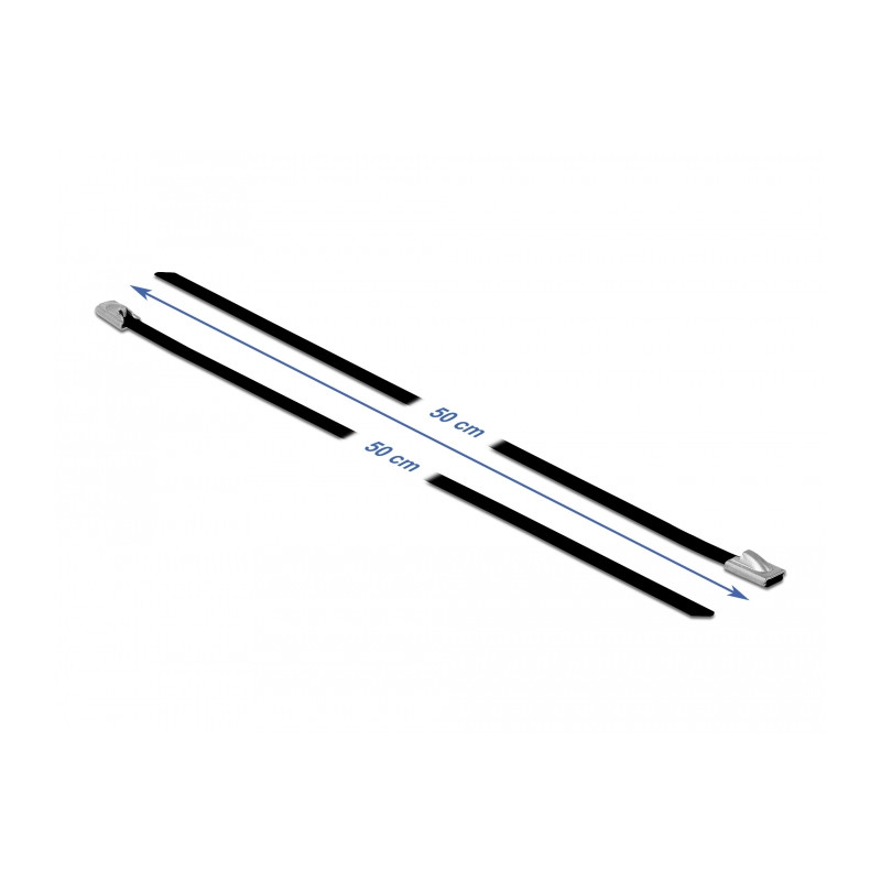 Delock Edelstahlkabelbinder L 500 x B 4,6 mm schwarz 10 Stück