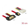 Delock Kabel SATA 6 Gb/s 7 Pin Buchse + Molex 4 Pin Strom Stecker - SATA 22 Pin Buchse gerade Metall 30 cm