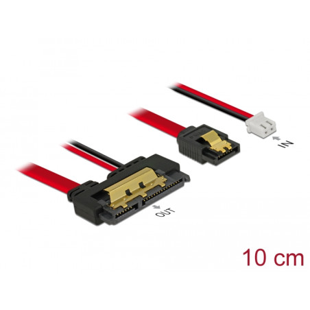 Delock Kabel SATA 6 Gb/s 7 Pin Buchse + 2 Pin Strom Buchse - SATA 22 Pin Buchse gerade (5 V) Metall 10 cm