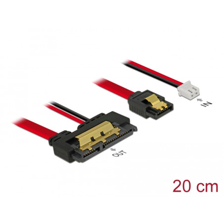 Delock Kabel SATA 6 Gb/s 7 Pin Buchse + 2 Pin Strom Buchse - SATA 22 Pin Buchse gerade (5 V) Metall 20 cm