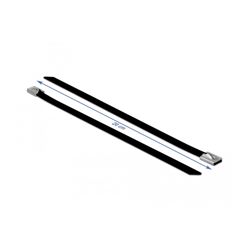Delock Edelstahlkabelbinder L 200 x B 7,9 mm schwarz 10 Stück