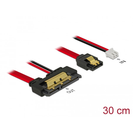Delock Kabel SATA 6 Gb/s 7 Pin Buchse + 2 Pin Strom Buchse - SATA 22 Pin Buchse gerade (5 V) Metall 30 cm