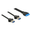 Delock Kabel USB 3.0 Pfostenbuchse 2,00 mm 19 Pin - 2 x USB 3.0 Typ-A Buchse zum Einbau 80 cm