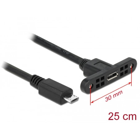 Delock Kabel USB 2.0 Micro-B Buchse zum Einbau - USB 2.0 Micro-B Stecker 25 cm