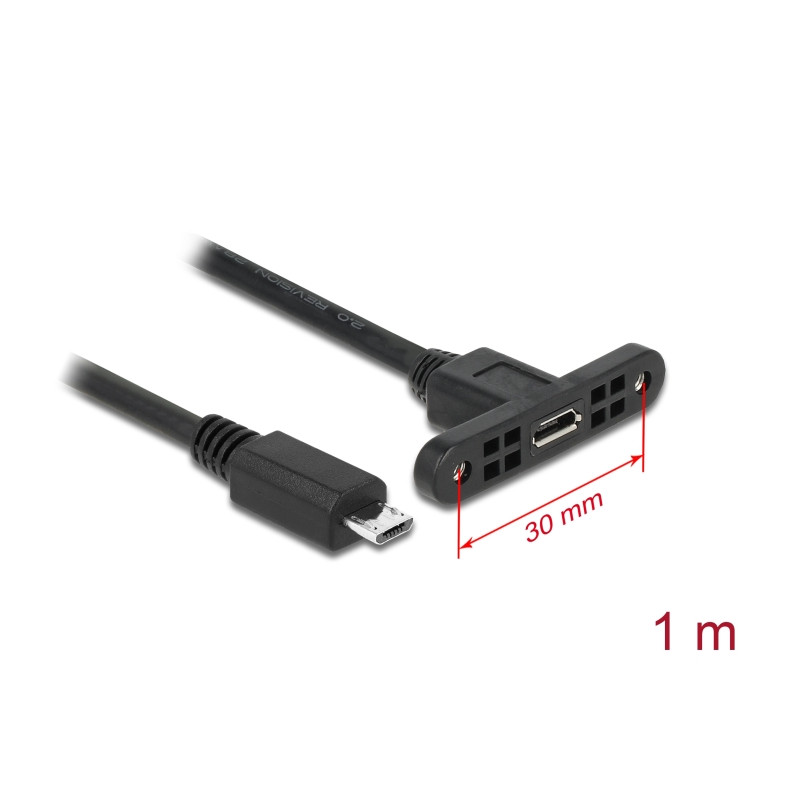 Delock Kabel USB 2.0 Micro-B Buchse zum Einbau - USB 2.0 Micro-B Stecker 1 m