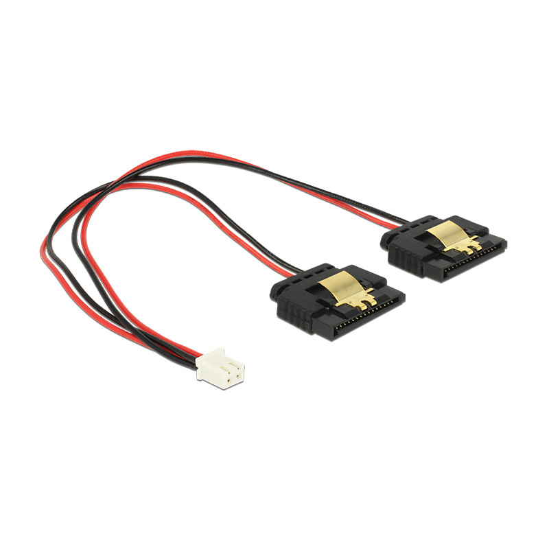 Delock Kabel Power 2 Pin Buchse - 2 x SATA 15 Pin Buchse (5 V) Metall 20 cm