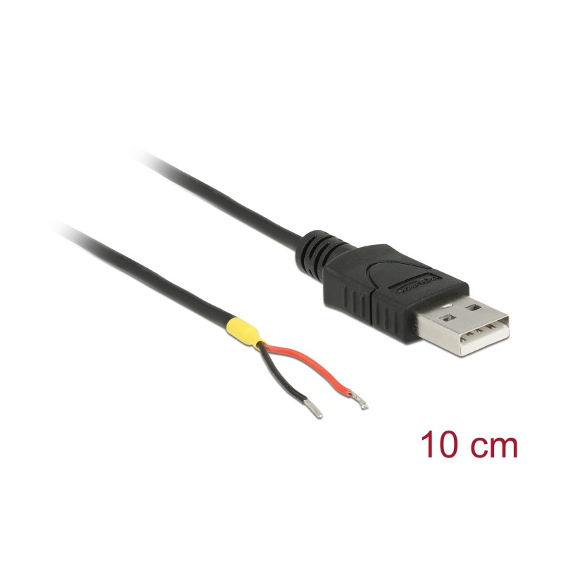 Delock Kabel USB 2.0 Typ-A Stecker - 2 x offene Kabelenden Strom 10 cm Raspberry Pi