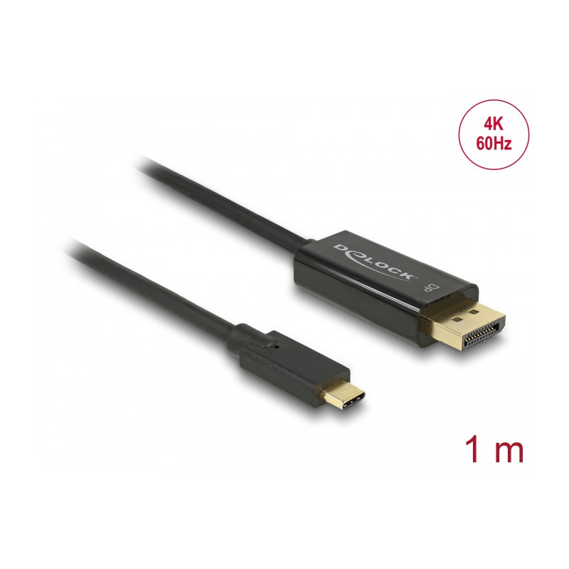 Delock Kabel USB Type-C™ Stecker - DisplayPort Stecker (DP Alt Mode) 4K 60 Hz 1 m schwarz