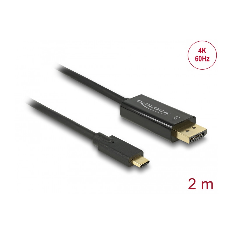Delock Kabel USB Type-C™ Stecker - DisplayPort Stecker (DP Alt Mode) 4K 60 Hz 2 m schwarz
