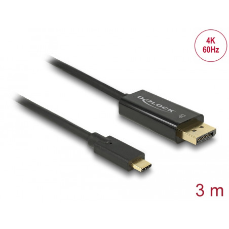 Delock Kabel USB Type-C™ Stecker - DisplayPort Stecker (DP Alt Mode) 4K 60 Hz 3 m schwarz