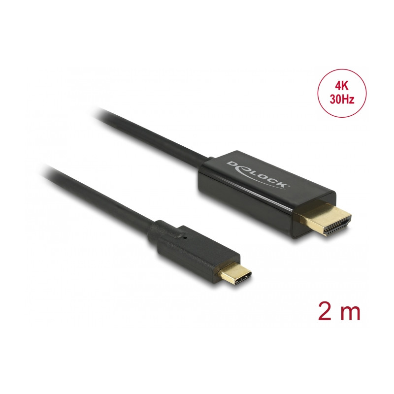 Delock Kabel USB Type-C™ Stecker - HDMI Stecker (DP Alt Mode) 4K 30 Hz 2 m schwarz