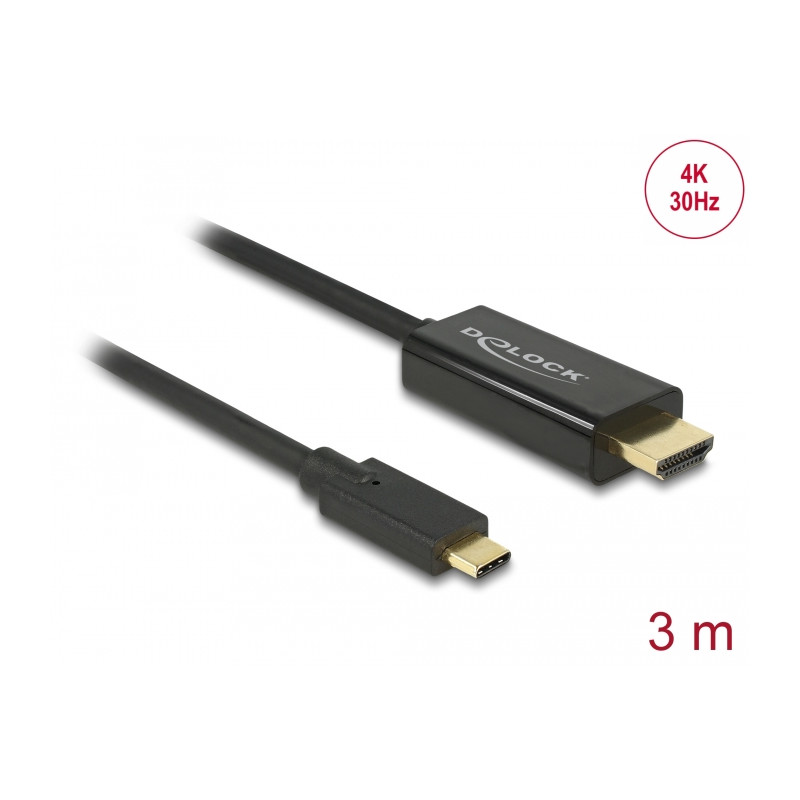 Delock Kabel USB Type-C™ Stecker - HDMI Stecker (DP Alt Mode) 4K 30 Hz 3 m schwarz