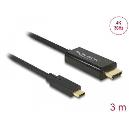 Delock Kabel USB Type-C™ Stecker - HDMI Stecker (DP Alt Mode) 4K 30 Hz 3 m schwarz