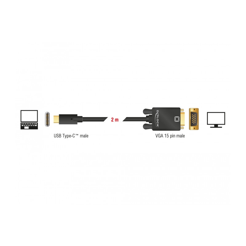 Delock Kabel USB Type-C™ Stecker - VGA Stecker (DP Alt Mode) 2 m schwarz